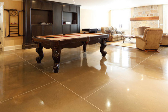 polished cement is a great indoor surface especially with new heating systems